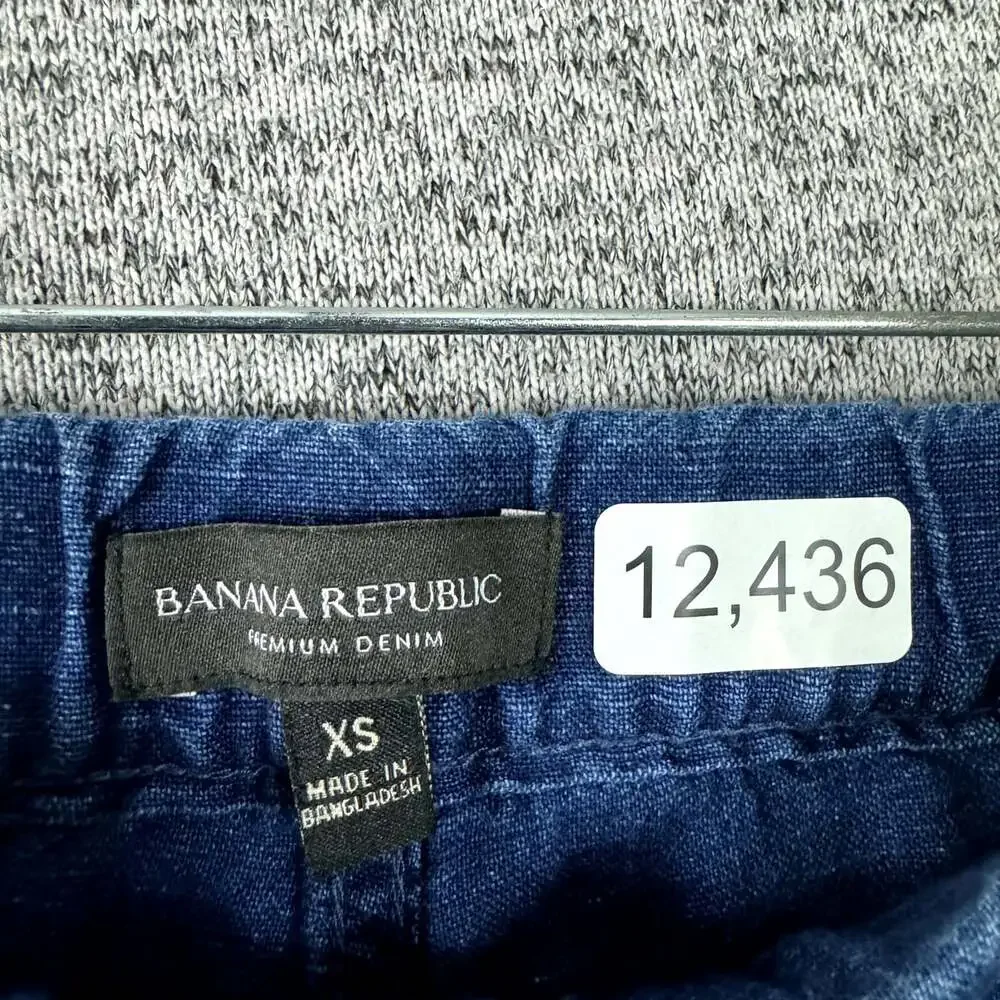 Banana Republic Women's Size XS Blue Linen Blend Pull On Slim Leg Pants